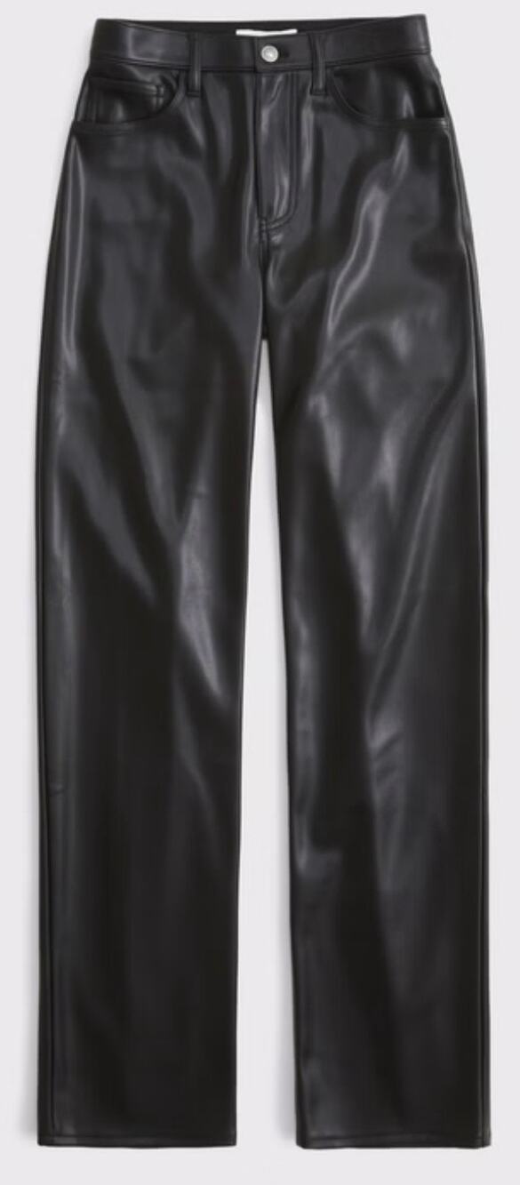 Abercrombie Fitch Black 90s Straight Ultra High Rise Vegan Leather Pants 26/2